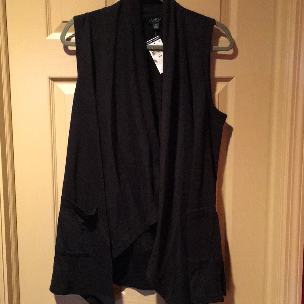 NEW Ralph Lauren black vest w pockets size M